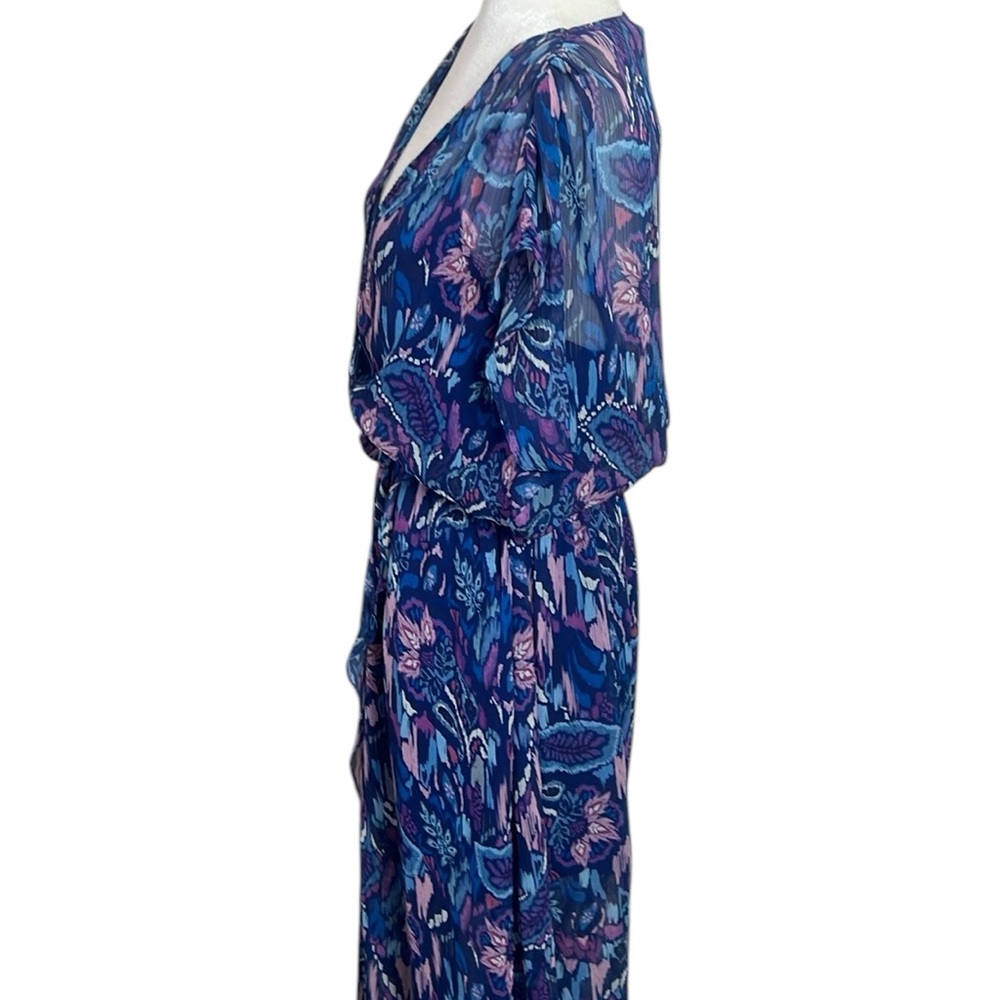 NWT Ramy Brook Exclusive Printed Marion Maxi Dress Blue Pink Pockets XS - Picture 3 of 12